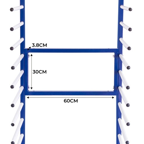 Combi Spray Drying Rack Trolley 2 Way Connector Joining Kit Extender Blue Powder Coated Steel Workshop Industrial Spray Paint Shop DIY 4 x FREE Hand Bolts