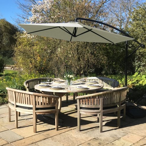 3m Cantilever Garden Parasol Banana Hanging Umbrella Winding Crank Shade Patio Outdoor Sun Shade Tilt UV Protection | Cream