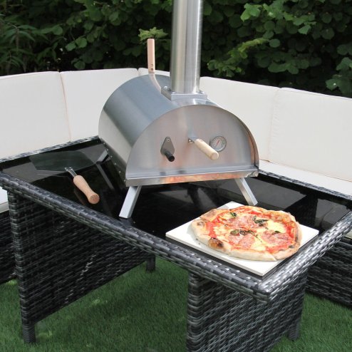 Outdoor Tabletop Pizza Oven Smoker Barbeque Countertop Garden Oven Cooker Portable Grill Stainless Steel | Pizza Peel, Pizza Stone, Pizza Cutter, FREE Rain Cover