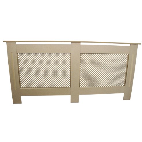 Radiator Cover Natural Unfinished MDF Trellised Grill Modern Cabinet Shelf 1720mm