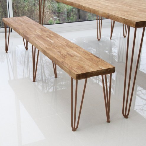 4Pcs Hairpin Table Legs Heavy-duty Industrial DIY Furniture Steel Sturdy Metal With FREE Protector Feet And Screw Pack Antique Copper 2 Prong Rods 12 Inch Height 12mm Thickness
