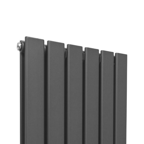 Designer Radiators 160 x 42cm Flat Panel Modern Central Heating Anthracite Grey Vertical Column Double Panel Wall Mounted Slimline Kitchen Living Room Bathroom Commercial Cleaning Brush & Fixing Kit