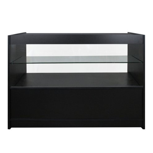 MonsterShop Retail Counter Black Display Storage Showcase Cabinet Glass Shelves C1200