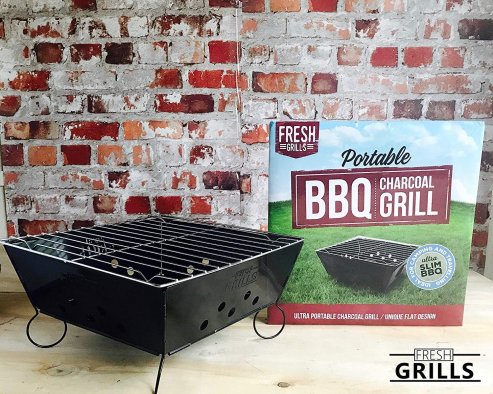 Small Portable BBQ by Fresh Grills. Folding Portable BBQ for Camping. Foldable Barbecue Fire Pit Ideal for Backpacking and Camping