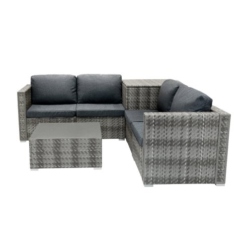 Rattan Modular 6 Piece Furniture Set & 700L Storage Box – Grey