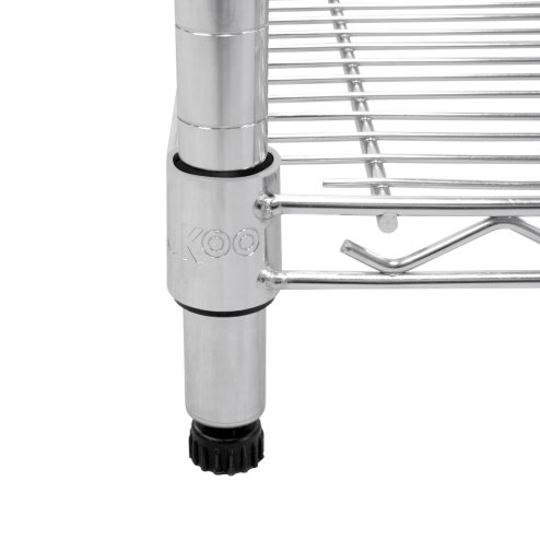 Wire Shelving Rack 5 Tier Metal Storage Unit Heavy Duty Free Standing Boltless Height Adjustable Shelves & Levelling Feet Kitchen Office Garage Silver Chrome 1000kg