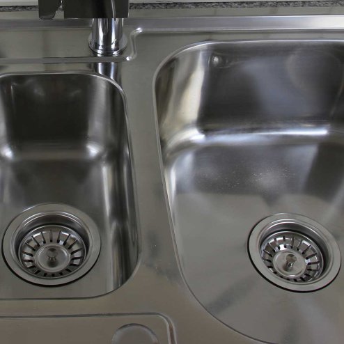 KuKoo Stainless Steel Kitchen Sink Basin, Reversible 1.5 Bowl, 105cm x 18cm x 50cm