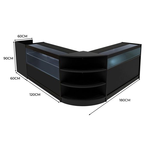 Europa LED Shop Counter Set B1200, C1200, TB60 & LM60 - Black