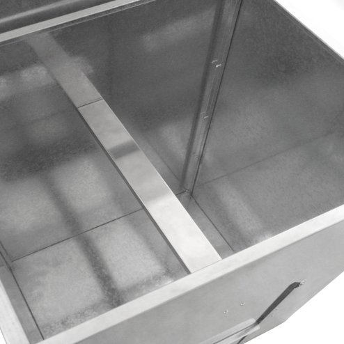 Coal Storage Bunker 350kg 520L Galvanised Steel Raised Metal Base Strengthening Bar Baffle Plate Waterproof Rust & Rodent Proof Wood Fire Sliding Door Hinged Lid Handle FREE Coal Shovel