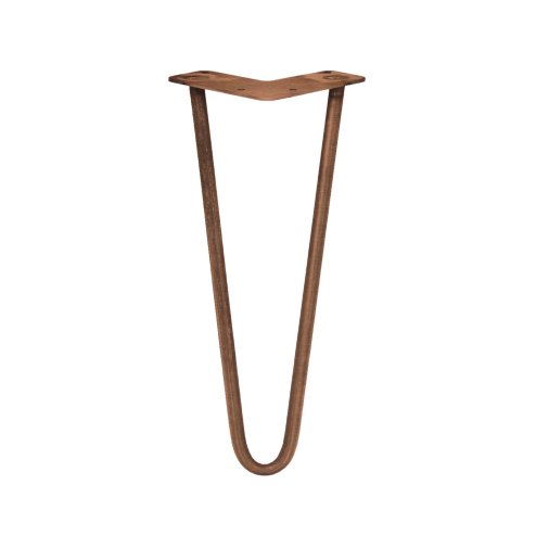 4Pcs Hairpin Table Legs Heavy-duty DIY Furniture Metal Steel Sturdy Industrial With FREE Screw Pack And FREE Protector Feet Antique Copper 2 Prong Rods 12 Inch Height 10mm Thickness