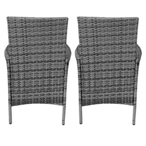 Garden Outdoor Rattan Bistro Set Furniture 3 PCs Patio Weave Companion Chair Table Set Conservatory Balcony 2 Seater Grey FREE Rain Cover