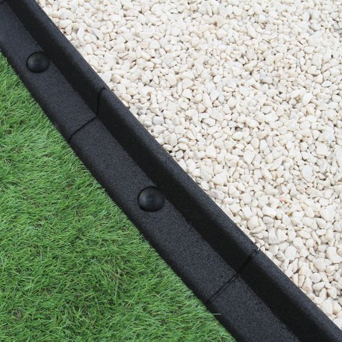 Flexible Lawn Edging Garden Border Grass Pathways Path Edge Vegetable Plot Flowerbed Raised Borders Rubber Artificial Grass Black | Pack of 20 x 1.2m