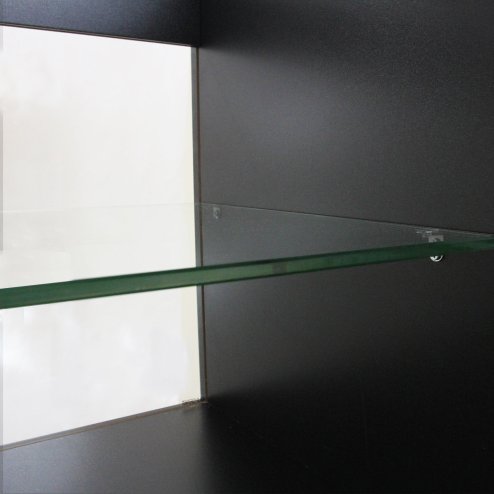 MonsterShop Retail Counter Black Display Storage Showcase Cabinet Glass Shelves C1200