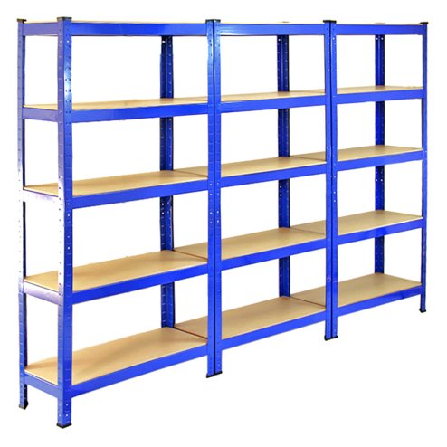 Racking Storage Shelving 75cm Heavy Duty Garage 5 Tier Black & Blue Steel Shelf Unit 75cm x 30cm x 150cm (3, Blue)