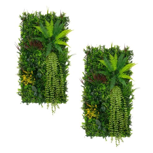 2Pcs Artificial Plant Wall Panel 50 x 100cm Alina Living Foliage Greenery Tiles Indoor Outdoor Weather & UV Resistant Grass Fence Hedge Privacy Backdrop Garden Home Decor Snap & Lock Fixings Included