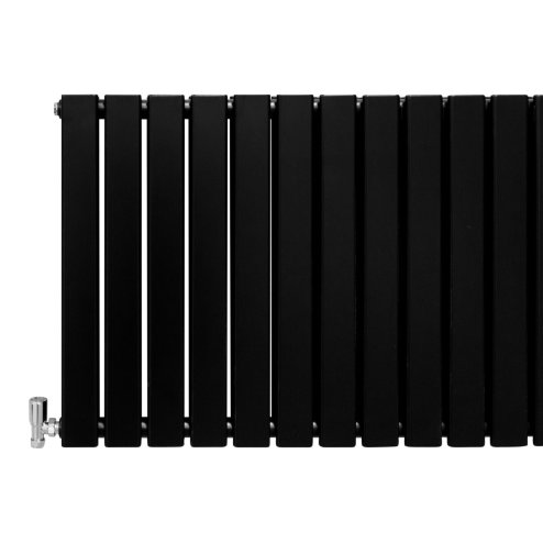 Designer Radiators 60 x 140cm Flat Panel Modern Central Heating Matt Black Horizontal Column Double Panel Wall Mounted Slimline Kitchen Living Room Bathroom Commercial Cleaning Brush & Fixing Kit