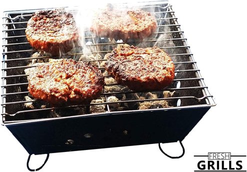 Small Portable BBQ by Fresh Grills. Folding Portable BBQ for Camping. Foldable Barbecue Fire Pit Ideal for Backpacking and Camping