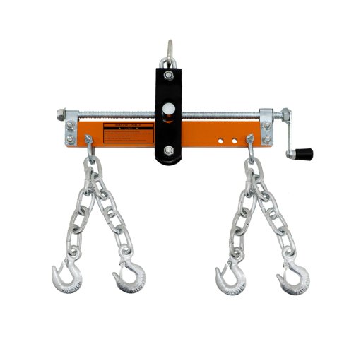 Engine Crane 1 Tonne 1000kg & Load Leveller Hoist 900kg Balancer Support Beam Dual Hooks Chain Hydraulic Pump Handle Folding Legs Lift Jack Stand Portable Workshop Garage 4 JIB Positions Automotive
