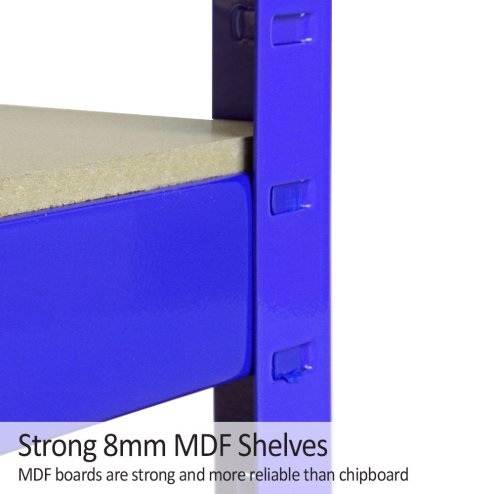 T-Rax  Garage Shelving Unit Extra Wide - 5 Tier Heavy Duty Rack for Storage Steel Utility Shelves | Metal & MDF Boltless Racking Assembly System | 1800KG Capacity | 360KG Per Shelf, Blue