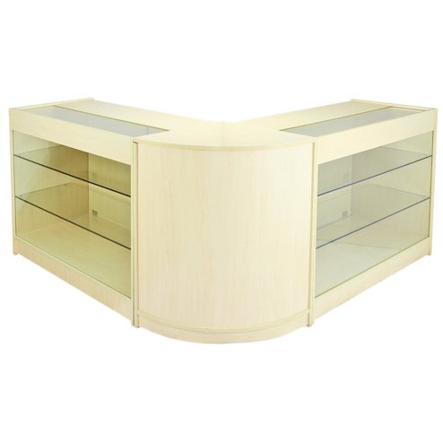 MonsterShop Horizon Shop Counter Cabinets & Retail Display Glass Showcase Set, Maple, Melamine MDF