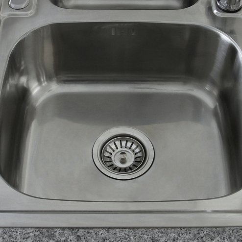 KuKoo Stainless Steel Kitchen Sink Basin & Padstow Tap, Reversible, 105cm x 18cm x 50cm