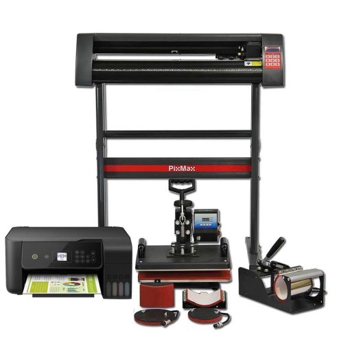 PixMax Graphics Bundle: 5 in 1 Heat Press Vinyl Cutter with Printer & Sublimation Cartridges