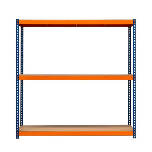 Garage Racking S-Rax Shelving Unit 3 Shelf 180cm x 180cm x 60cm Rack Heavy Duty Steel 300kg Capacity Per Shelf Adjustable Layout Boltless Assembly Rubber Feet 3 Reinforced Support Bars Warehouse