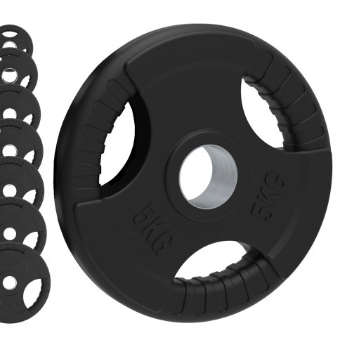 Olympic Tri-Grip Rubber Weight Plates Black Pairs Sets 7.5kg SET 1.5kg PAIR 2.5kg PAIR