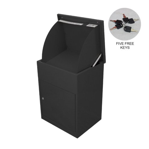Parcel Post Box Lockable Wall Mounted Secure Large Outdoor Letter Smart Mail Drop Box Weatherproof Galvanised Steel | 5 Keys | 580 x 460 x 360mm - Black