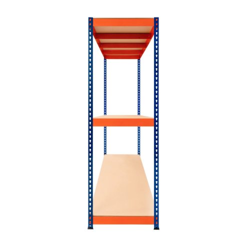 Garage Racking S-Rax Shelving Unit 3 Shelf 180cm x 180cm x 60cm Rack Heavy Duty Steel 300kg Capacity Per Shelf Adjustable Layout Boltless Assembly Rubber Feet 3 Reinforced Support Bars Warehouse