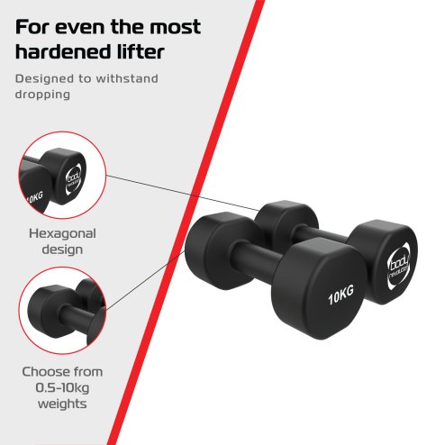 2 x 10KG Neoprene dumbbells
