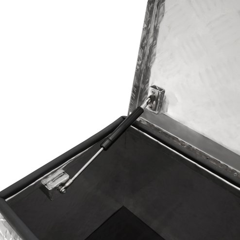 Aluminium Tool Box 70L Lockable Chest 2 Keys Trailer Truck Van Locker Boxes Storage Heavy Duty Checker Plate Rubber Base Liner & Seal Gas Struts Carry Case Large 28