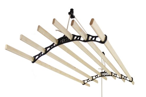 Clothes Airer Ceiling Pulley Maid Traditional Mounted Clothing Dryer 6 Lath Laundry Drying Rack Rail 2.4m Black
