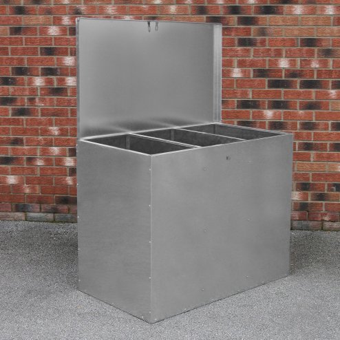 Large Storage Feed Bins 64L Galvanised Metal Waterproof Rodent Proof Outdoor Farm Garden Stables Animal Lockable Container Free Pad Lock | 3 Compartments