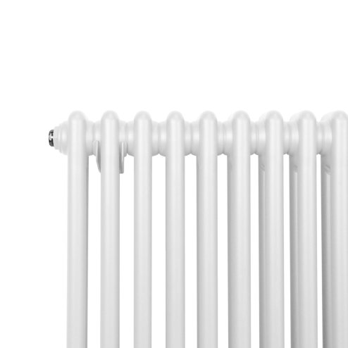 Traditional 2 Column Radiator 300mm x 1012mm Modern Central Heating Heater Gloss White Carbon Steel Horizontal Wall Mounted Kitchen Living Room Bathroom FREE Cleaning Brush Fixing Kit & Brackets