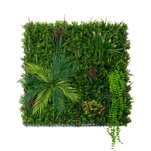 Artificial Plant Wall Panel 100 x 100cm Alina Living Foliage Greenery Tiles Indoor Outdoor Weather & UV Resistant Grass Fence Faux Hedge Privacy Backdrop Garden Home Decor Snap & Lock Fixings Included