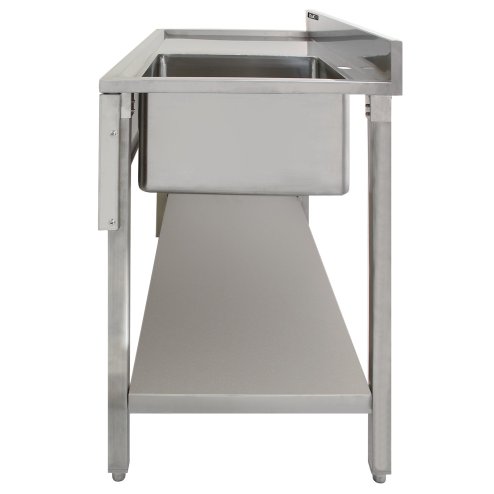 KuKoo Commercial Kitchen Catering Sink & Pre-Rinse Mixer Tap, LH Drainer Stainless Steel, 1.0 Bowl, 120cm Wide