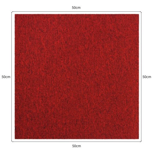 40 x Carpet Tiles Scarlet Red 10m2 Heavy Duty Commercial Retail Shop Office Home Domestic Premium Flooring Easy Installation 50cm x 50cm Square Anti Slip