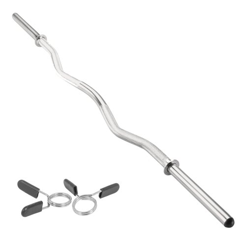 Body Revolution EZ Barbell Bar - 1.2m EZ Weight Lifting Bar for 1 Inch Standard Weights Plates - Barbell for Bench Press, Curls and Bodybuilding With Spring Collar