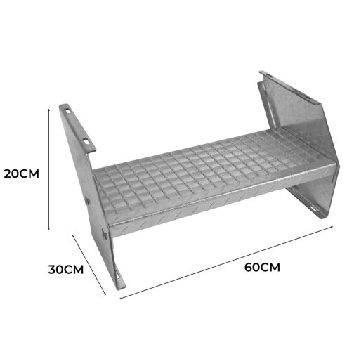 Metal Staircase Additional 1 Step Adjustable Height 60cm / 600mm Wide Galvanised Steel Silver Steps Weatherproof Grate Outdoor Garden Patio Modular Stairs 5mm Rod Thickness FREE Fixing Kit