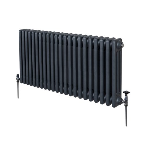 Traditional 3 Column Radiator 600mm x 1012mm Modern Central Heating Heater Matt Anthracite Grey Carbon Steel Horizontal Wall Mounted Kitchen Living Room Bathroom Cleaning Brush Fixing Kit & Brackets