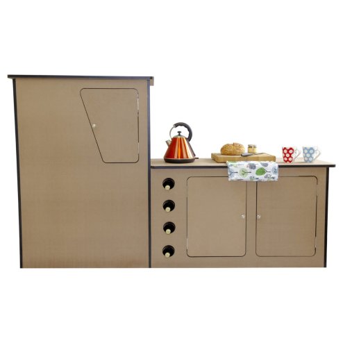 Camper Van Kitchen Furniture Motorhome Unit Pod for VW T4 LHD Transporter Built in Campervan Caravan MDF Storage Cupboards Wardrobe with 4 Space Wine Rack & Aluminium Rail Pre-Drilled Fixing Holes