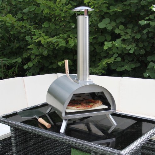 Outdoor Tabletop Pizza Oven Smoker Barbeque Countertop Garden Oven Cooker Portable Grill Stainless Steel | Pizza Peel, Pizza Stone, Pizza Cutter, FREE Rain Cover