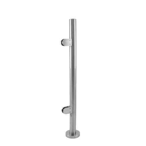 MonsterShop Stainless Steel Balustrade 900mm High End Post, Decking Landing Staircase, Brushed Metal
