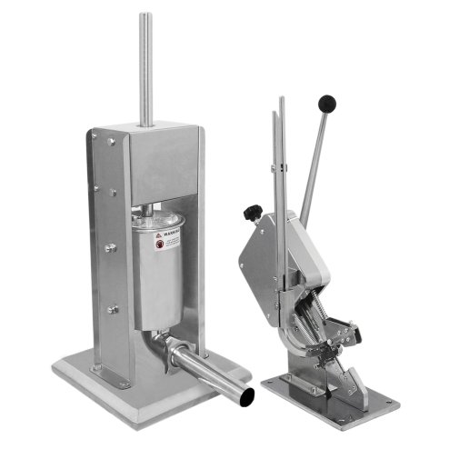 Sausage Stuffer And Clipper Set Vertical Machine - 7L Meat Stuffing Maker Kit With 5 Size Professional Filling Nozzles Steel Clipping Sealing Butchers Commercial FREE 2000 U-Shape Clips