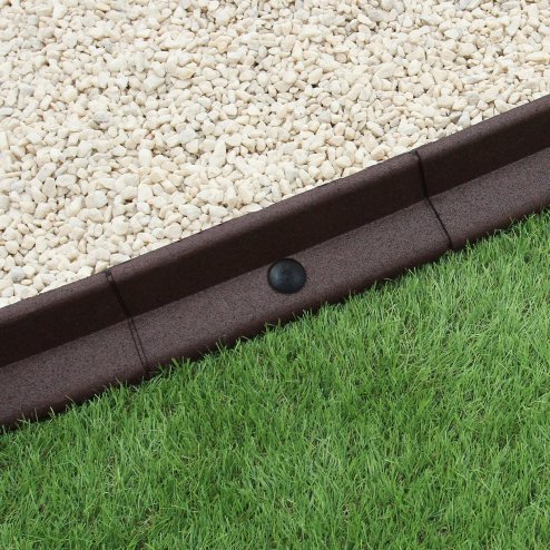 Flexible Lawn Edging Garden Border Grass Pathways Path Edge Vegetable Plot Flowerbed Raised Borders Rubber Artificial Grass Brown | Pack of 18 x 1.2m