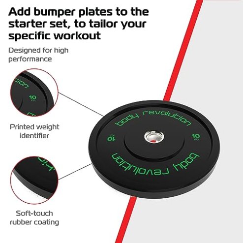 7ft Olympic Weightlifting Bar Bumper Weight Plate Sets 10kg Weight Set 5kg Pair