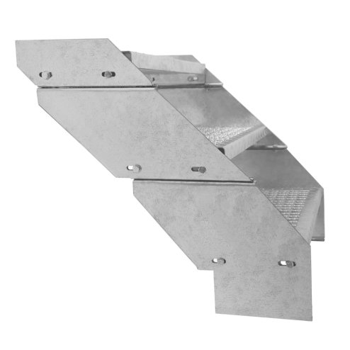 Metal Staircase 4 Section Adjustable Height 60cm / 600mm Wide Galvanised Steel Silver 4 Steps Weatherproof Grate Step Outdoor Garden Patio Modular Stairs 5mm Rod Thickness FREE Fixing Kit