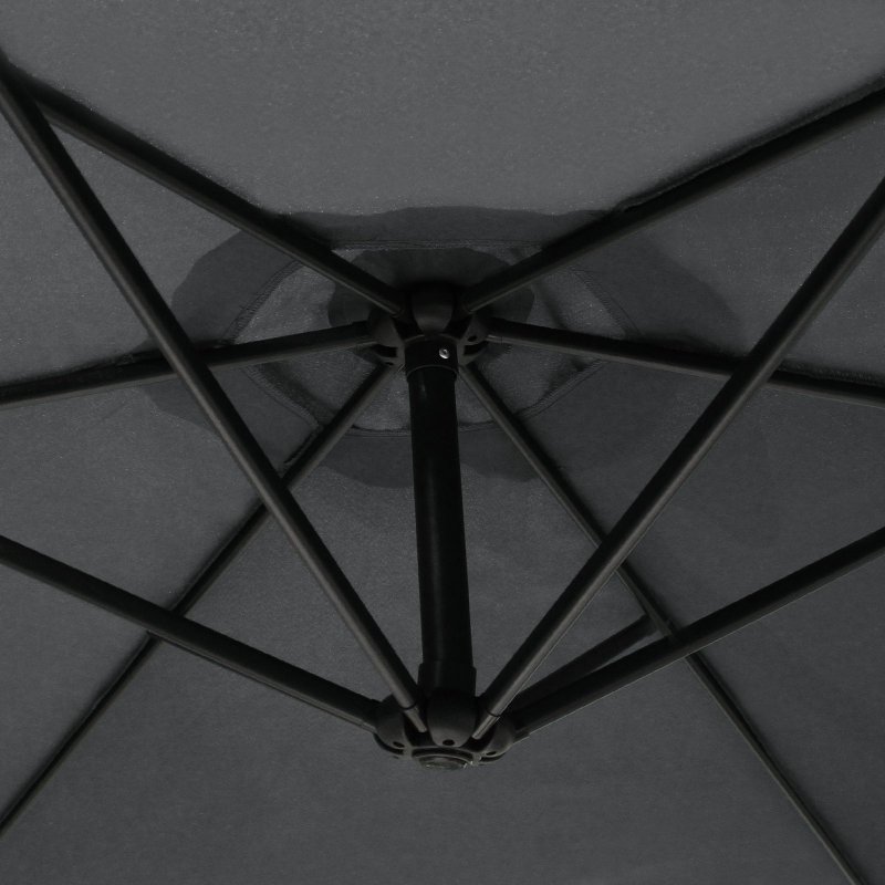 3m Cantilever Garden Parasol Banana Hanging Umbrella Winding Crank Shade Patio Outdoor Sun Shade Tilt UV Protection | Grey