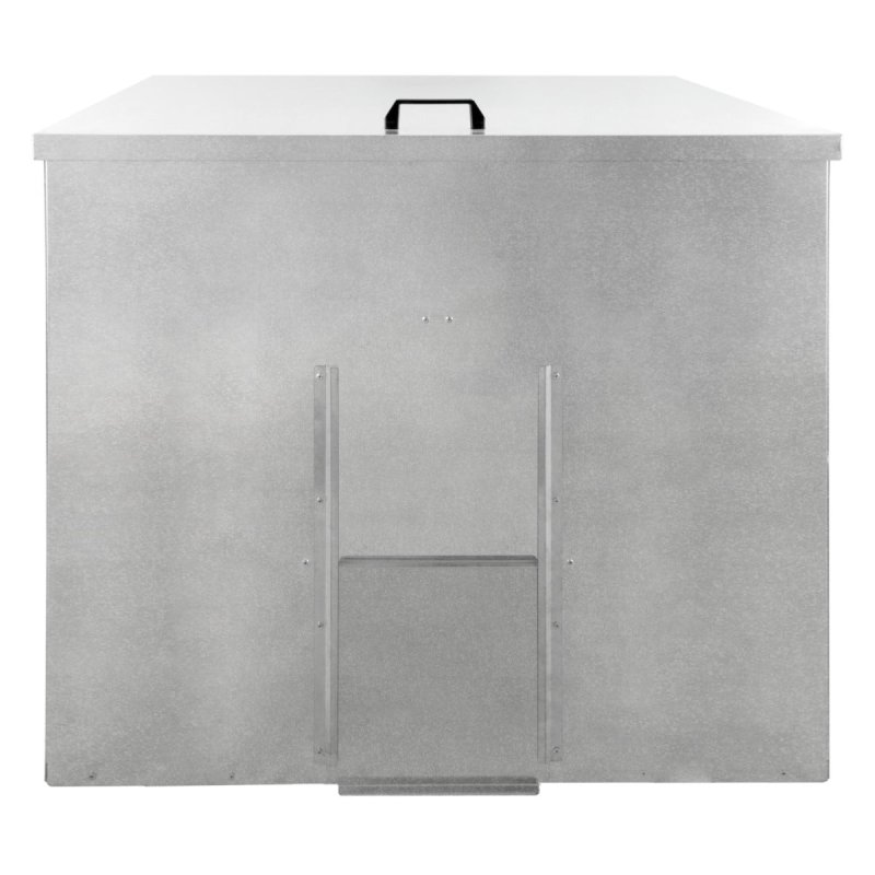 Coal Storage Bunker 500kg 772L Galvanised Steel Raised Metal Base Strengthening Bar Baffle Plate Waterproof Rust & Rodent Proof Wood Fire Sliding Door Hinged Lid Handle FREE Coal Shovel